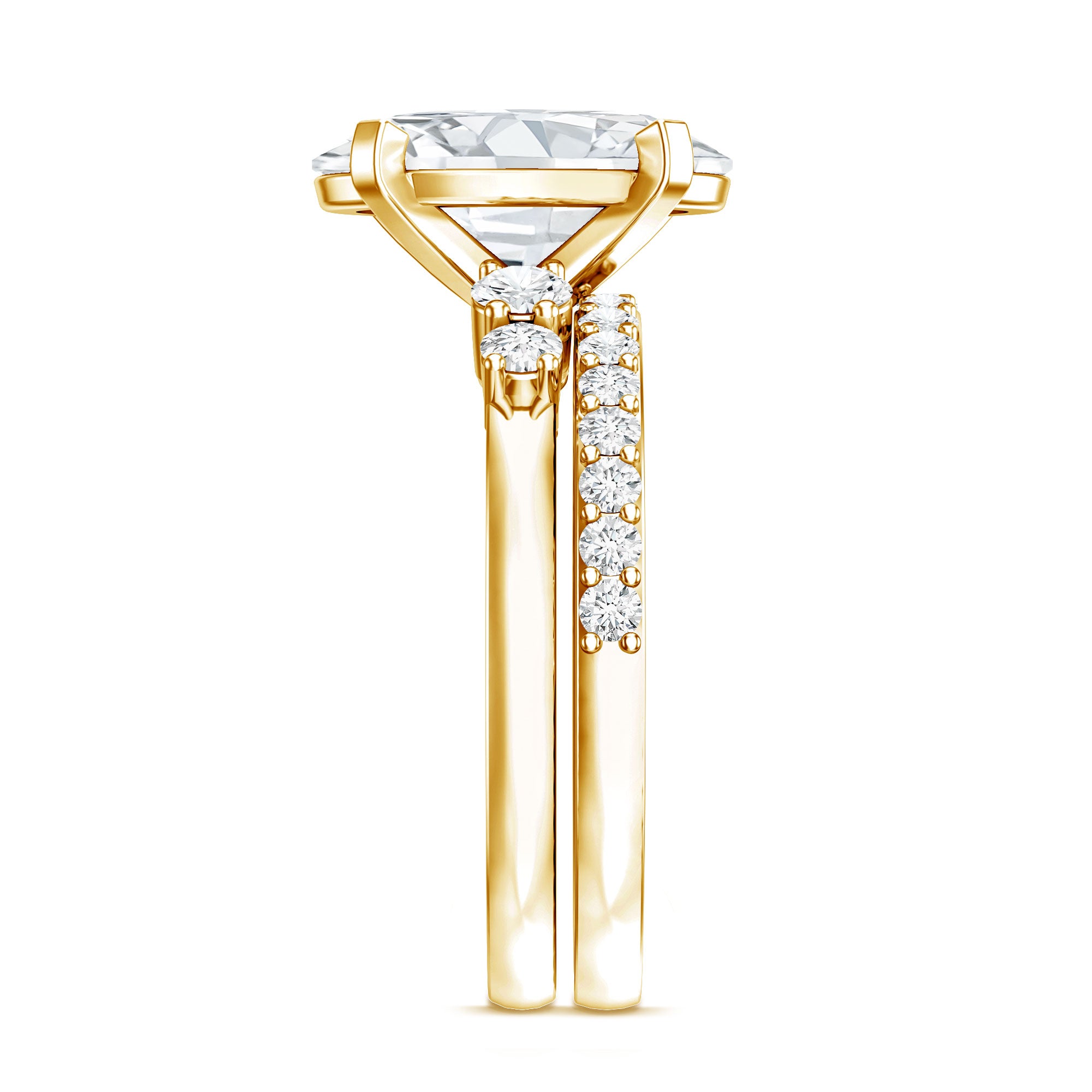 IGI Certified 3 Carat Oval Lab Grown Diamond Marriage Ring Set for Women Lab - ( EF-VS ) - Rosec Jewels