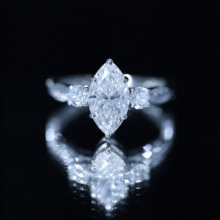 2 Carat Marquise Cut Lab Grown Diamond Crossover Engagement Ring with IGI Certificate Lab - ( E-VS1 ) - Rosec Jewels