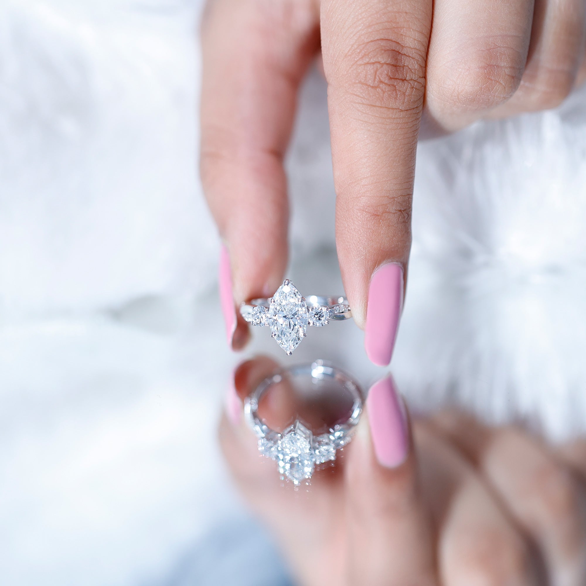 2 Carat Marquise Cut Lab Grown Diamond Crossover Engagement Ring with IGI Certificate Lab - ( E-VS1 ) - Rosec Jewels