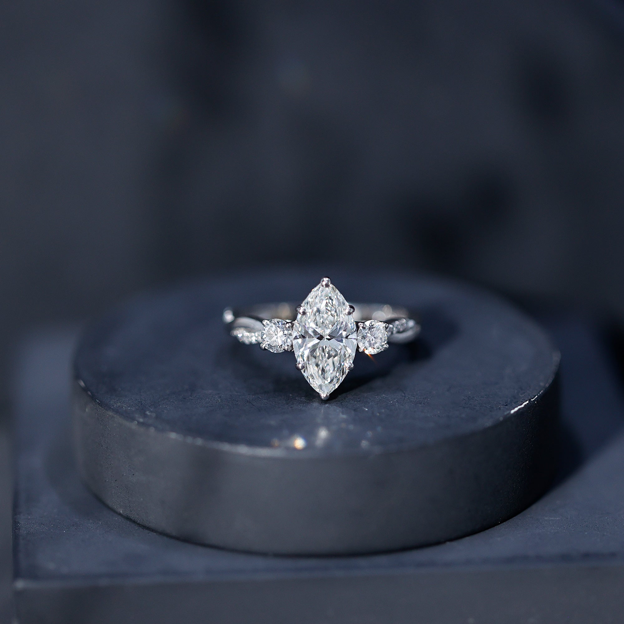 2 Carat Marquise Cut Lab Grown Diamond Crossover Engagement Ring with IGI Certificate Lab - ( E-VS1 ) - Rosec Jewels