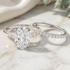 4 Carat Oval Wedding Ring Set with IGI Certified Lab Grown Diamond Lab - ( EF-VS ) - Rosec Jewels