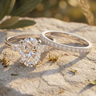 4 Carat Oval Wedding Ring Set with IGI Certified Lab Grown Diamond Lab - ( EF-VS ) - Rosec Jewels