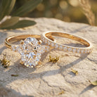 4 Carat Oval Wedding Ring Set with IGI Certified Lab Grown Diamond Lab - ( EF-VS ) - Rosec Jewels