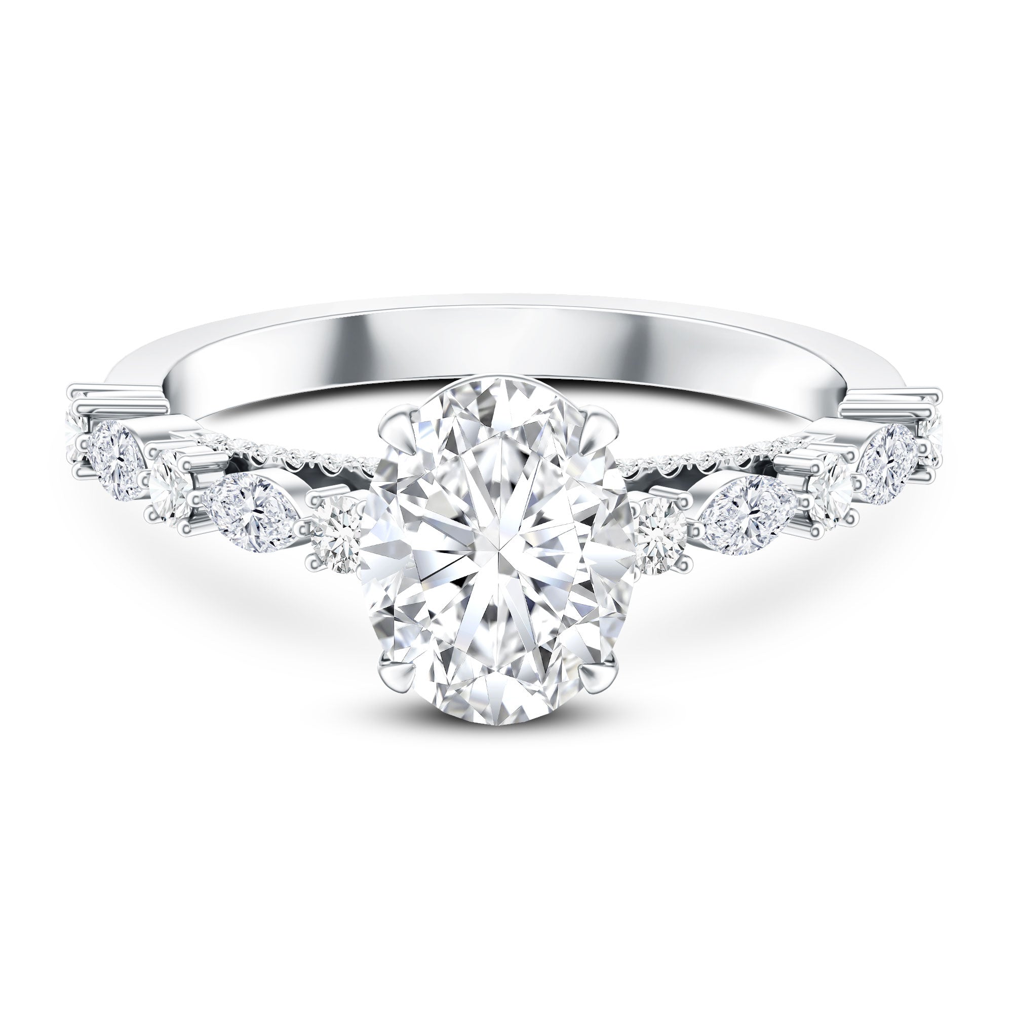 2 Carat Oval Lab Grown Diamond Engagement Ring with IGI Certificate Lab - ( EF-VS ) - Rosec Jewels