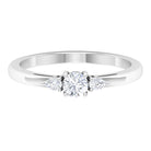 Certified Moissanite 3 Stone Promise Ring Moissanite - ( D-VS1 ) - Color and Clarity - Rosec Jewels