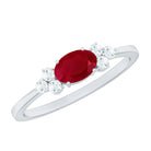 Rosec Jewels-East West Style 0.6 Carat Ruby Oval Promise Ring with Diamond