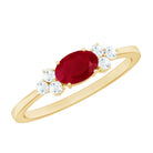 Rosec Jewels-East West Style 0.6 Carat Ruby Oval Promise Ring with Diamond