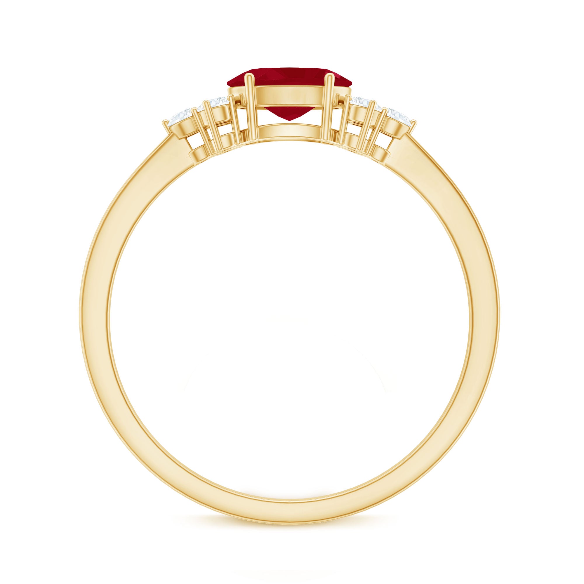 Rosec Jewels-East West Style 0.6 Carat Ruby Oval Promise Ring with Diamond