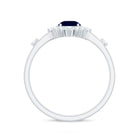 Rosec Jewels-Natural 0.9 Carat Blue Sapphire Engagement Ring with Diamond Halo