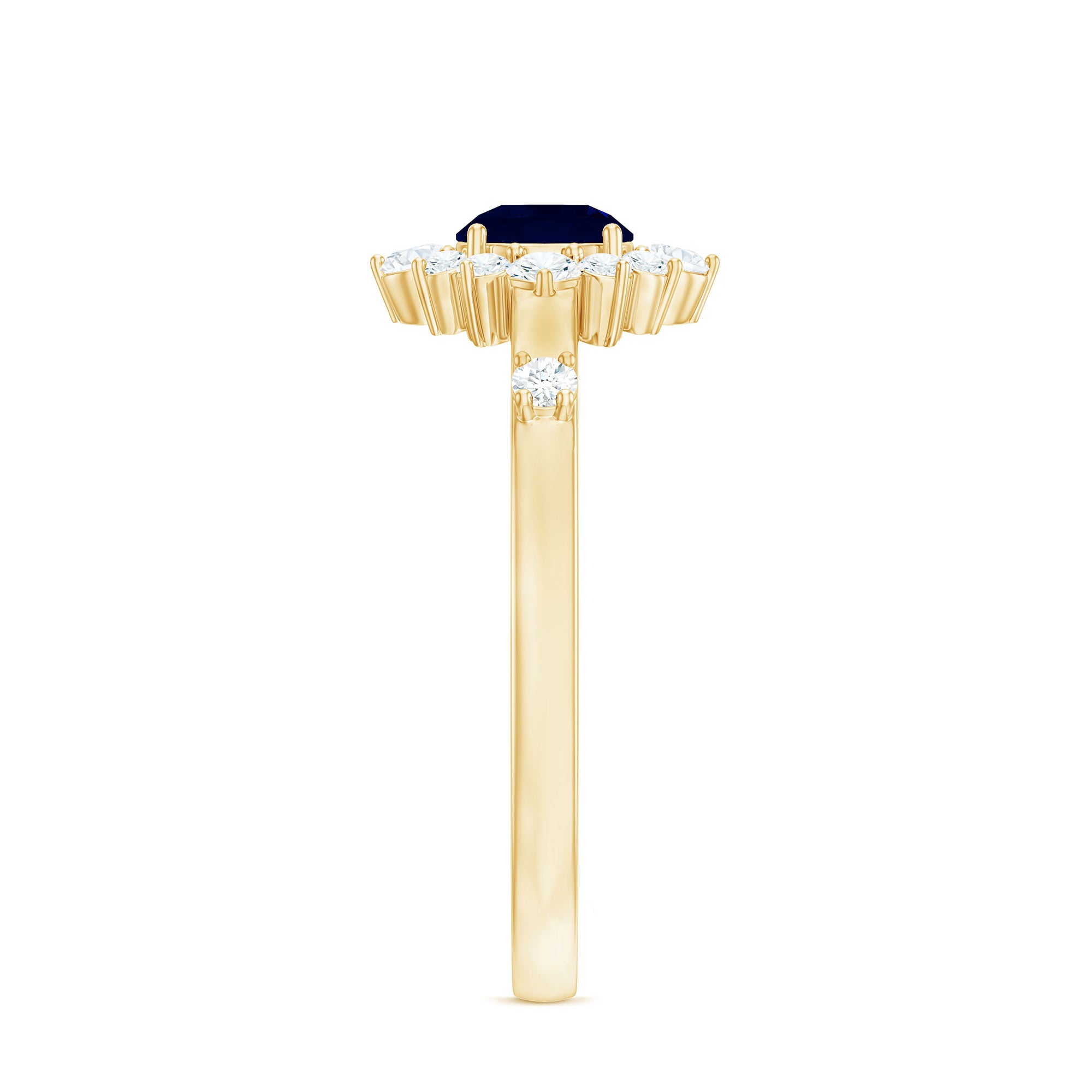 Rosec Jewels-Natural 0.9 Carat Blue Sapphire Engagement Ring with Diamond Halo