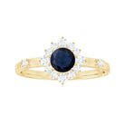 Rosec Jewels-Natural 0.9 Carat Blue Sapphire Engagement Ring with Diamond Halo