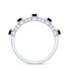 Rosec Jewels-Round Blue Sapphire and Diamond Half Eternity Ring