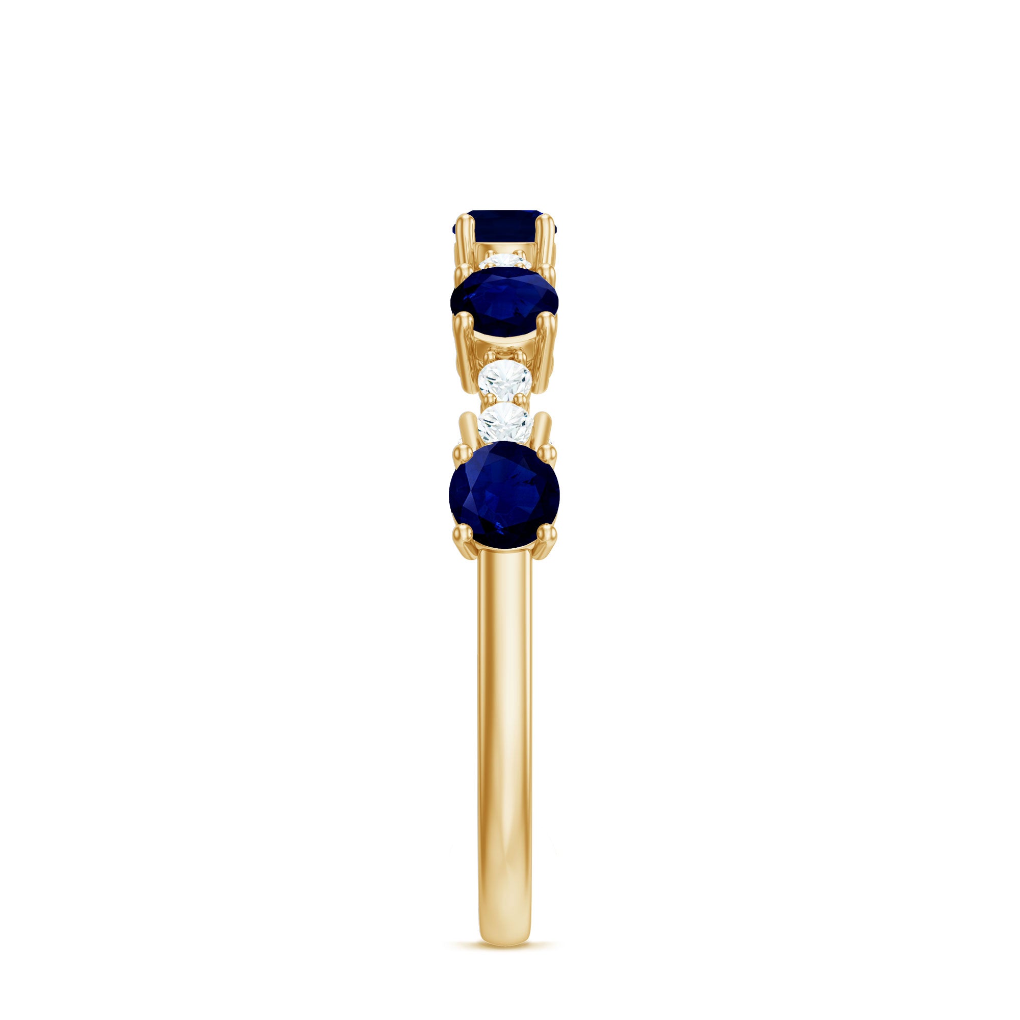Rosec Jewels-Round Blue Sapphire and Diamond Half Eternity Ring