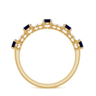 Rosec Jewels-Round Blue Sapphire and Diamond Half Eternity Ring