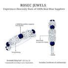 Blue Sapphire and Diamond Vintage Half Eternity Wedding Band AAA - Rosec Jewels