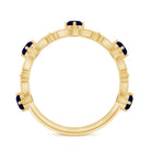 Blue Sapphire and Diamond Vintage Half Eternity Wedding Band AAA - Rosec Jewels