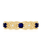 Blue Sapphire and Diamond Vintage Half Eternity Wedding Band AAA - Rosec Jewels