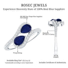 Natural Pear Shape Blue Sapphire 2 Stone Engagement Ring with Diamond AAA - Rosec Jewels