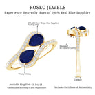Natural Pear Shape Blue Sapphire 2 Stone Engagement Ring with Diamond AAA - Rosec Jewels