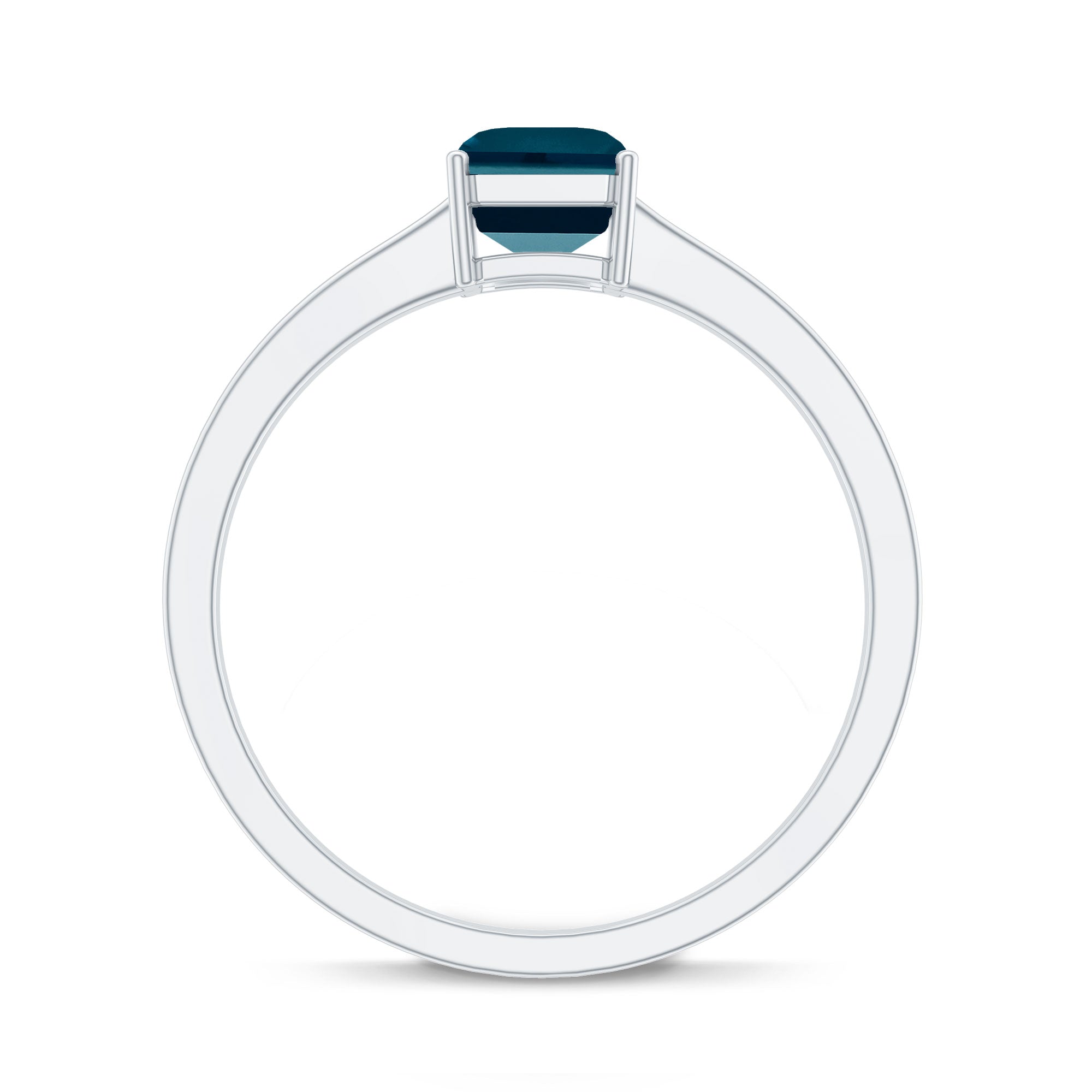 6X8mm Emerald Cut London Blue Topaz Solitaire Ring with Certificate AAA - Rosec Jewels