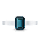 6X8mm Emerald Cut London Blue Topaz Solitaire Ring with Certificate AAA - Rosec Jewels