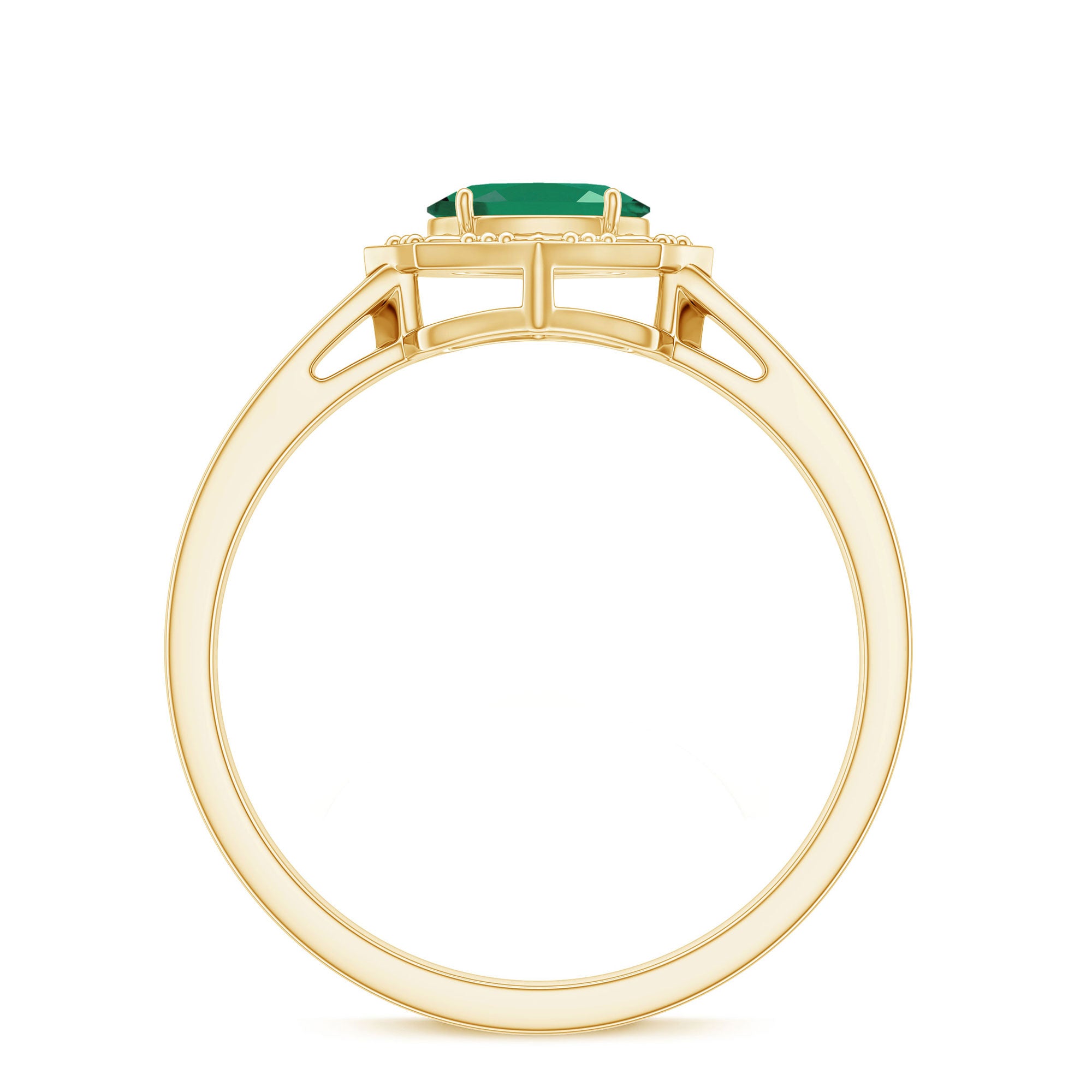 Rosec Jewels-Genuine Emerald Antique Looking Engagement Ring With Certificate