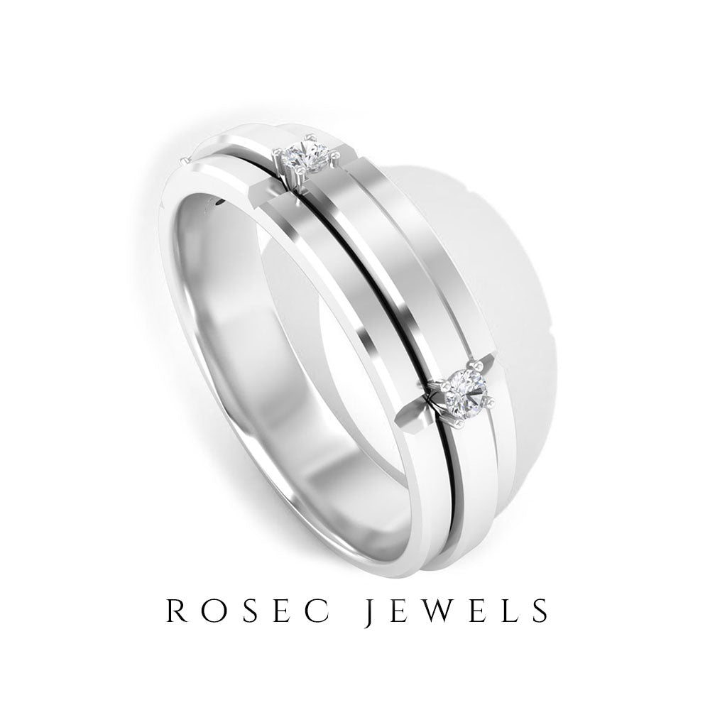 Rosec Jewels-Natural Mens Diamond Band Ring with Certificate