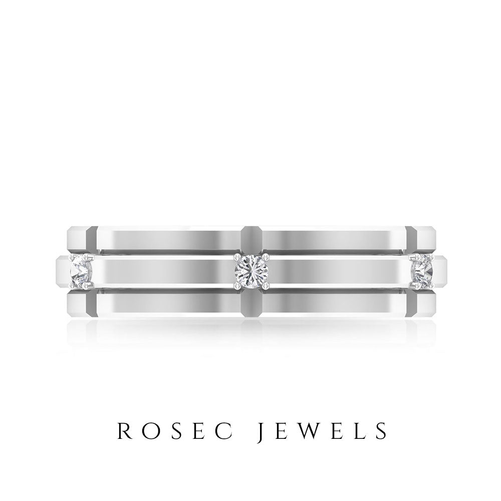 Rosec Jewels-Natural Mens Diamond Band Ring with Certificate