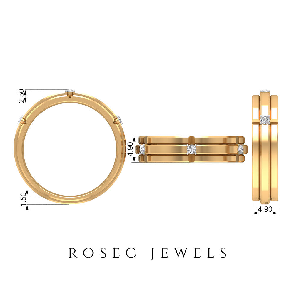 Rosec Jewels-Natural Mens Diamond Band Ring with Certificate