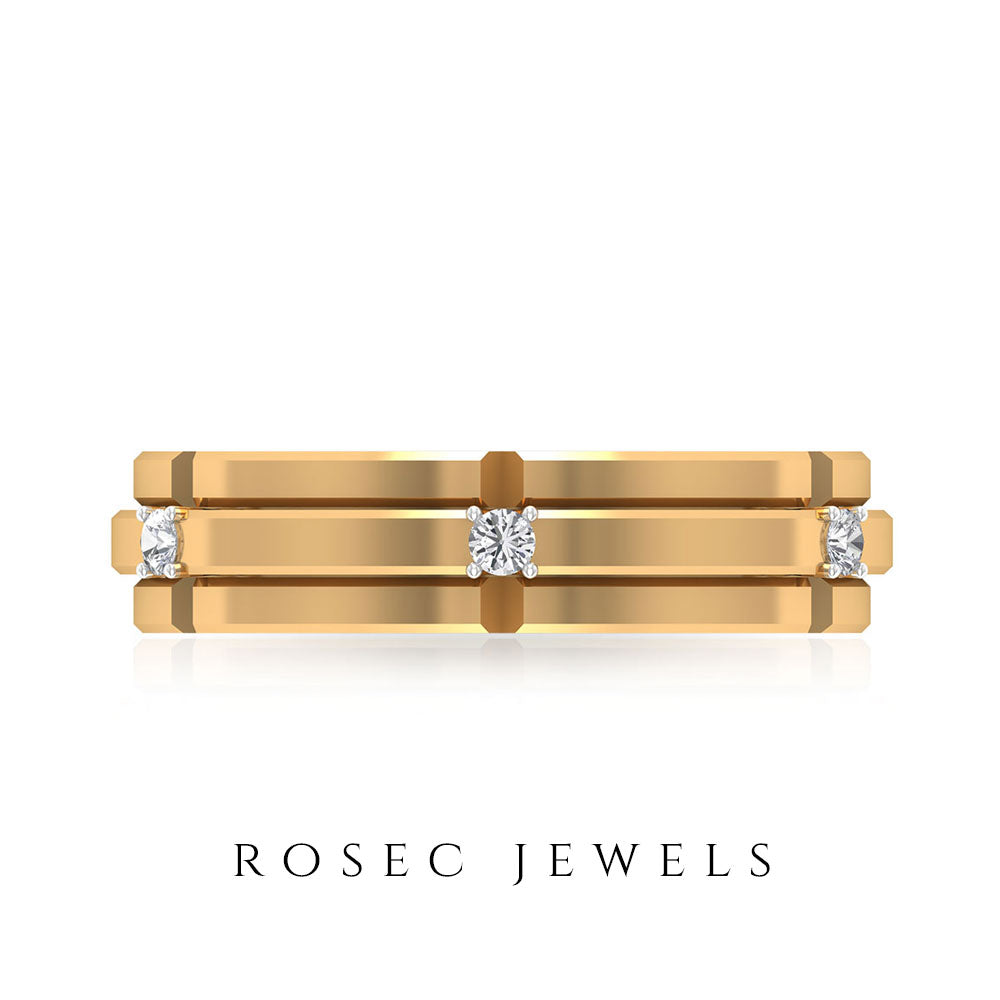 Rosec Jewels-Natural Mens Diamond Band Ring with Certificate