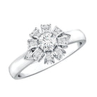Certified Real Diamond Flower Engagement Ring for Women Natural - ( HI-SI ) - Rosec Jewels