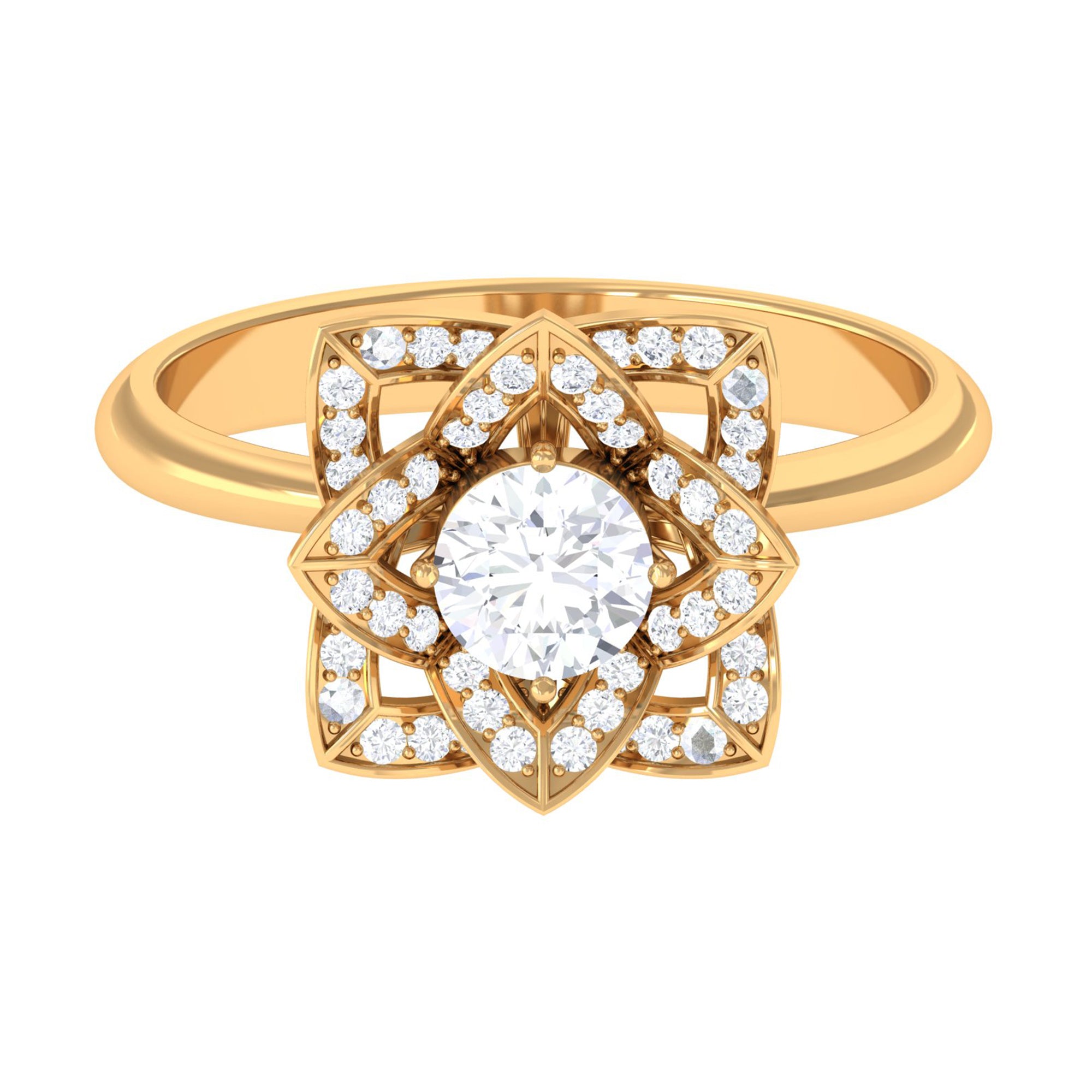 1 CT Zircon Vintage Floral Engagement Ring AAAA - Rosec Jewels