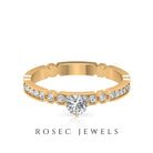 Shimmery Diamond Solitaire Engagement Ring with Side Stone Natural - ( HI-SI ) - Rosec Jewels