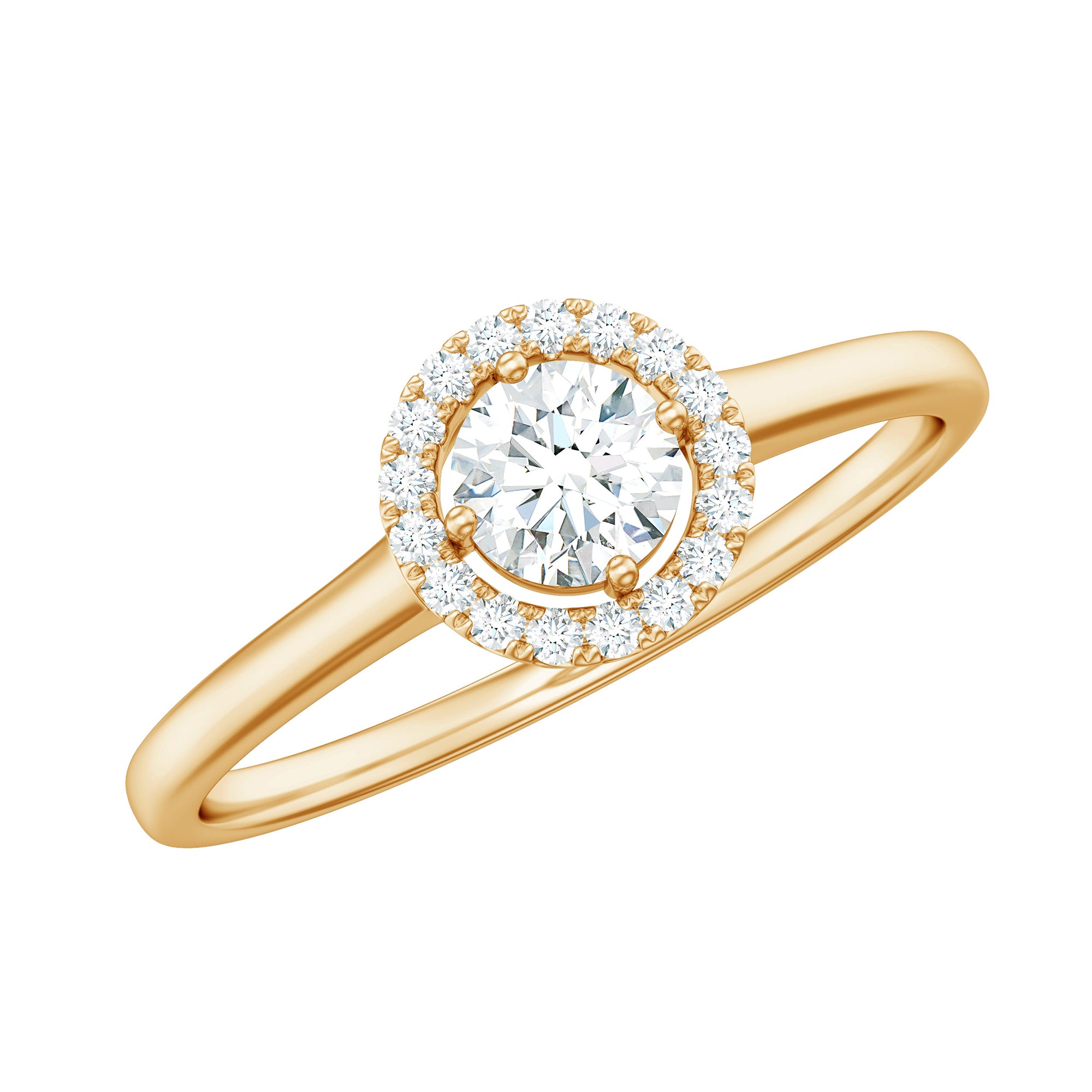 Certified Moissanite Promise Ring for Her with Halo D-VS1 - Rosec Jewels