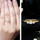 Brilliant Cut Moissanite 3 Stone Promise Ring for Women D-VS1 - Rosec Jewels