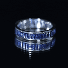 Baguette Shape Lab Created Blue Sapphire Channel Set Eternity Band AAAA - Rosec Jewels