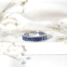 Baguette Shape Lab Created Blue Sapphire Channel Set Eternity Band AAAA - Rosec Jewels