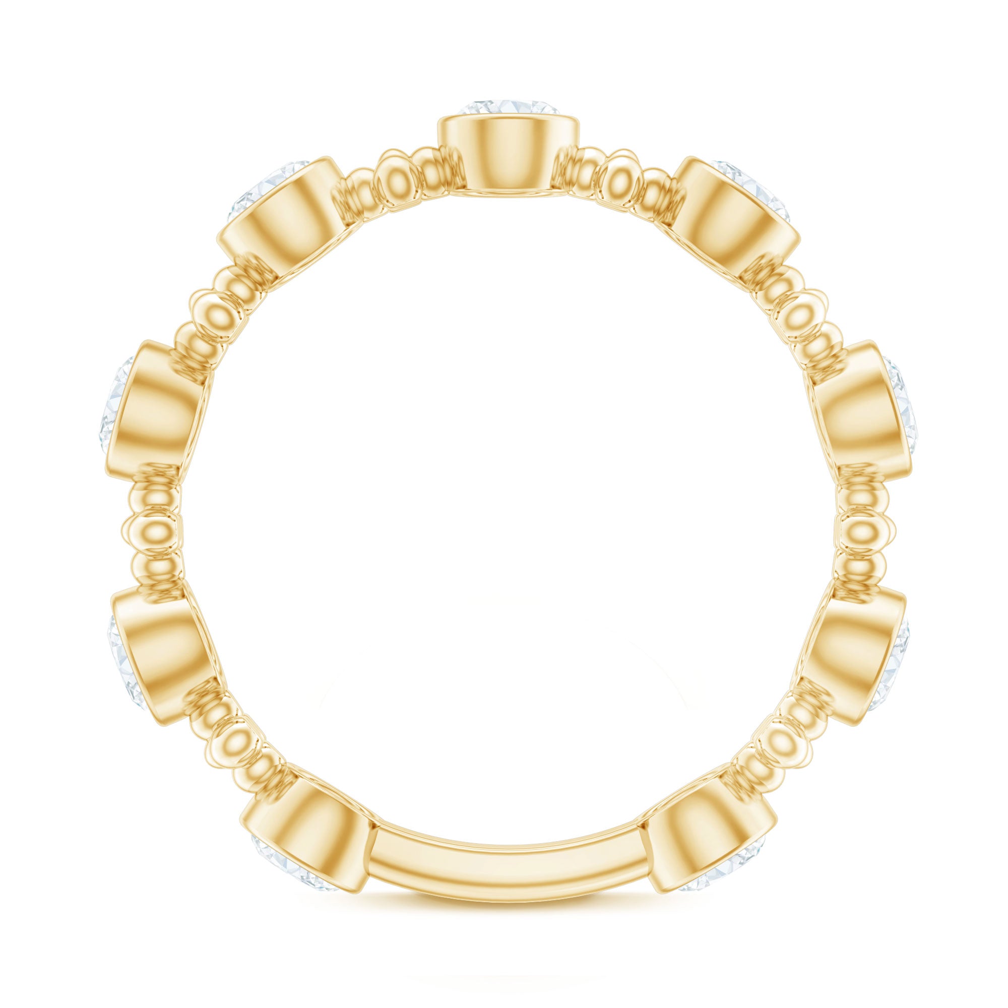 Certified Moissanite Stackable Wedding Band in Bezel Setting D-VS1 - Rosec Jewels