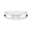 1 CT Moissanite Three Stone Anniversary Ring with Accent Moissanite - ( D-VS1 ) - Color and Clarity - Rosec Jewels