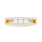 Certified Moissanite 3 Stone Anniversary Ring for Women D-VS1 - Rosec Jewels