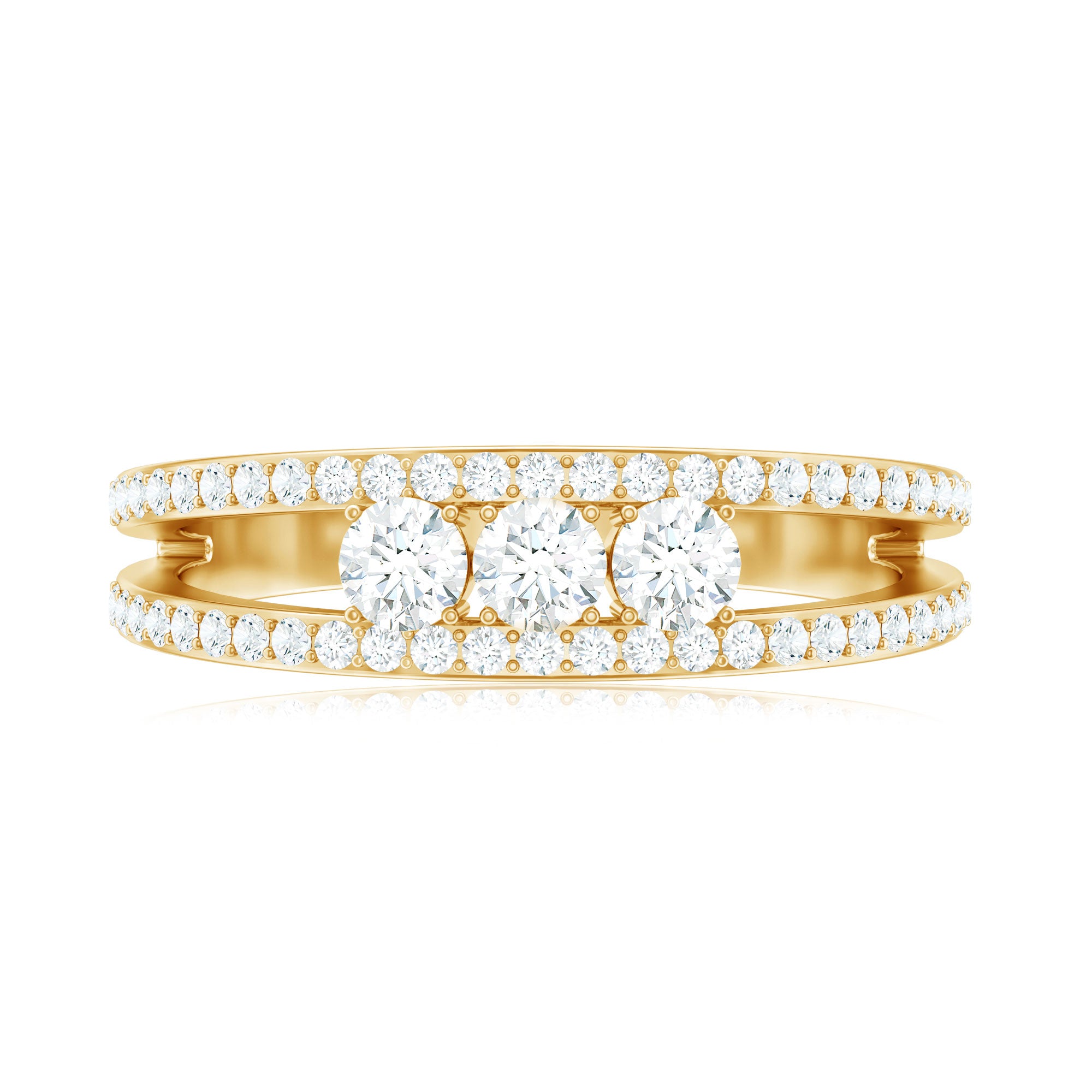 Certified Moissanite 3 Stone Anniversary Ring for Women D-VS1 - Rosec Jewels