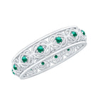 Rosec Jewels-Vintage Looking Lab Grown Emerald Wedding Band for Women