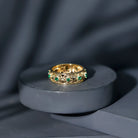 Rosec Jewels-Vintage Looking Lab Grown Emerald Wedding Band for Women