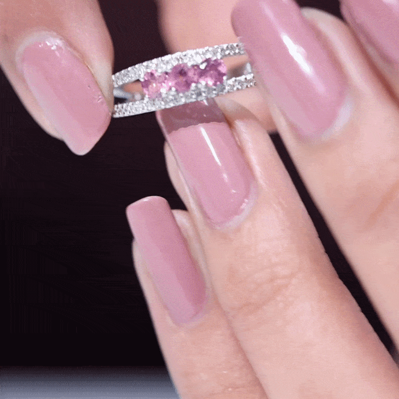 Pink Tourmaline and Diamond Split Shank Anniversary Ring Pink Tourmaline - ( AAA ) - Quality - Rosec Jewels