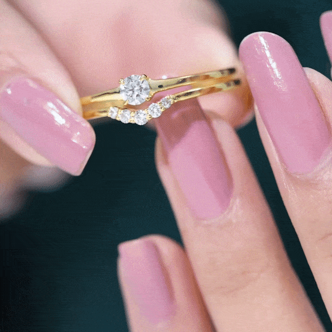 Real Diamond Minimal Wedding Ring Set Diamond - ( HI-SI ) - Color and Clarity - Rosec Jewels
