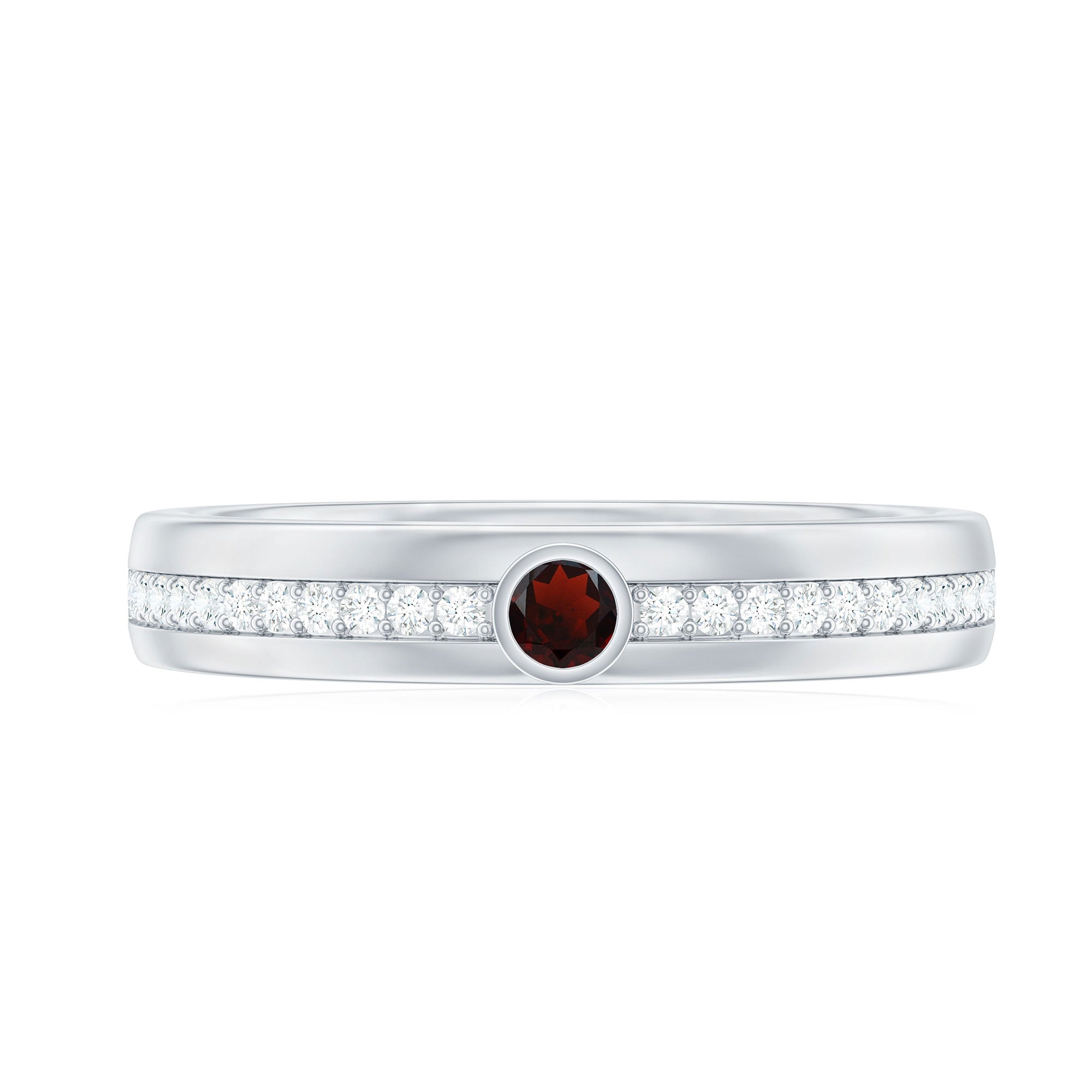 Rosec Jewels-Natural Garnet Diamond Wide Wedding Band