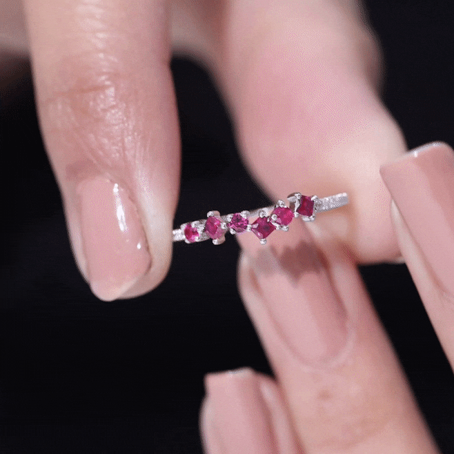1/2 CT Lab Grown Ruby and Diamond Minimal Ring AAAA - Rosec Jewels