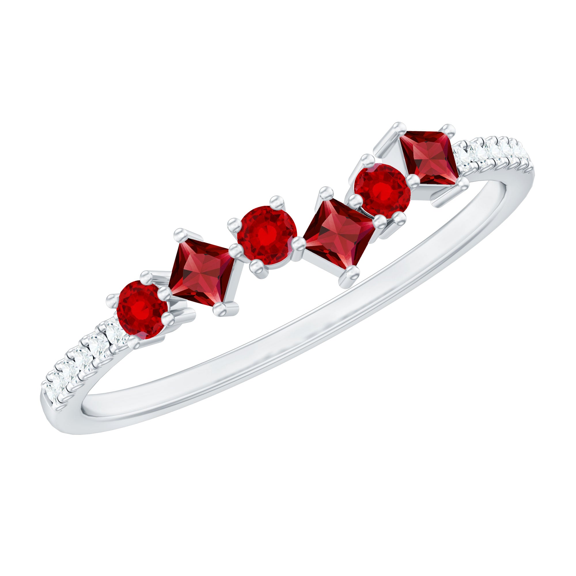 1/2 CT Lab Grown Ruby and Diamond Minimal Ring AAAA - Rosec Jewels