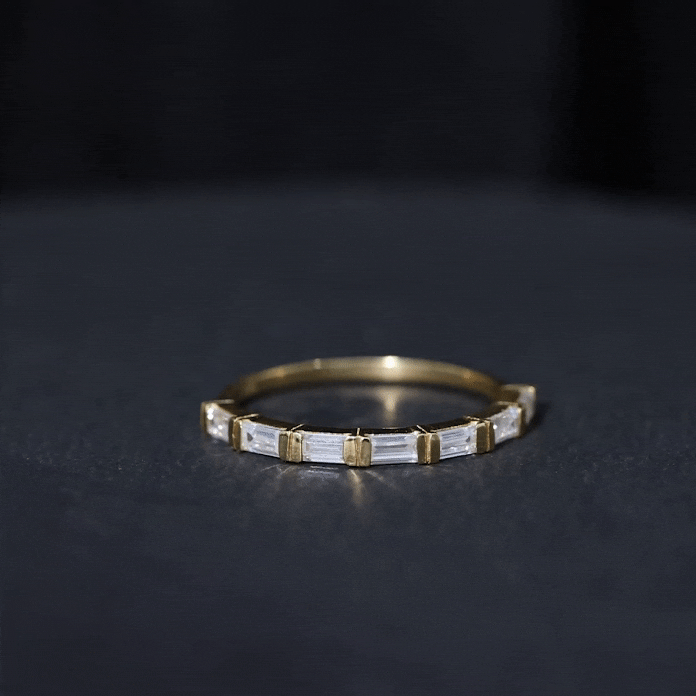 1/2 CT Bar Set Moissanite Semi Eternity East West Ring Moissanite - ( D-VS1 ) - Color and Clarity - Rosec Jewels