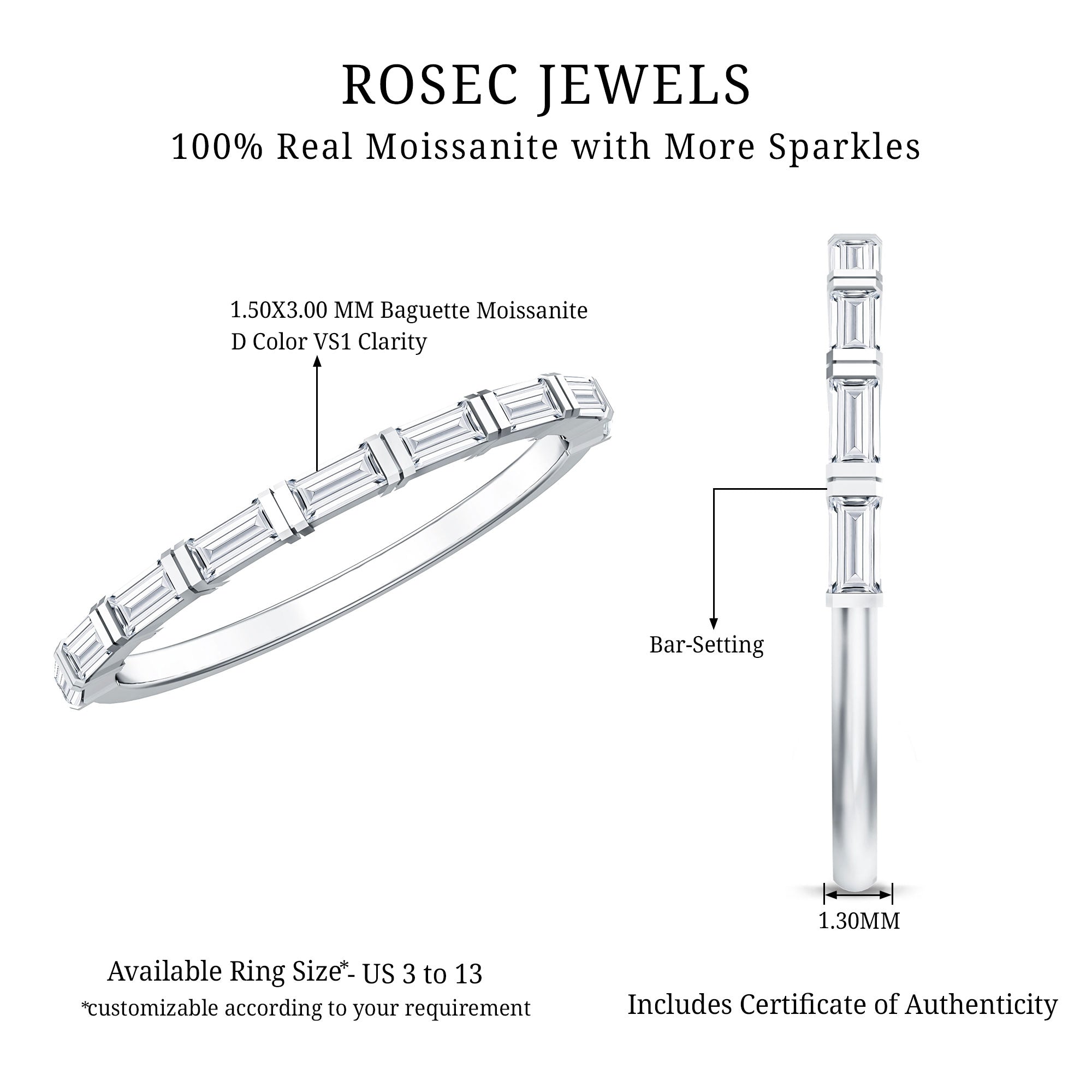 Rosec Jewels-Bar Set Moissanite Eternity East West Ring